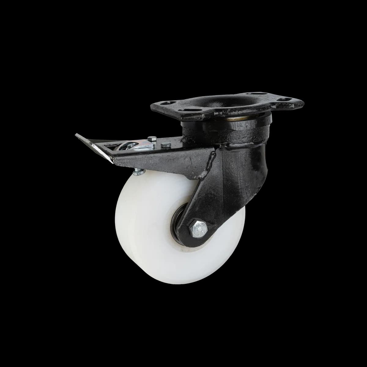 UHMW Polymer Solid Wheel with Heavy Duty Forged Steel Castor, Brake, 500Kgs