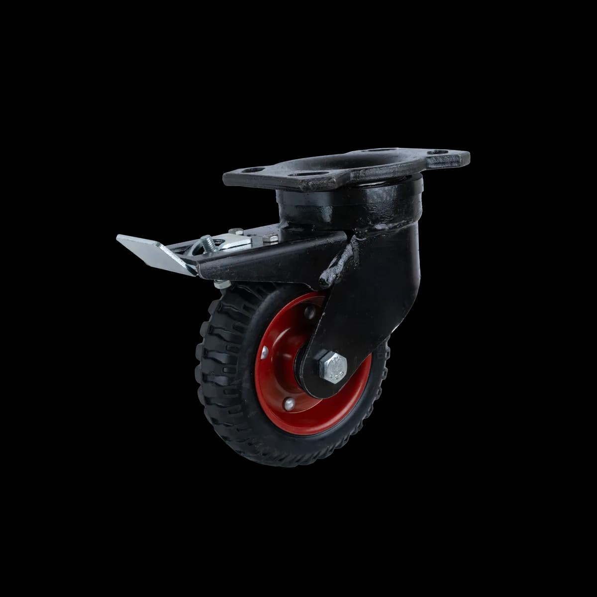 Solid Rubber Wheel with Heavy Duty Forged Steel Castor, Brake, 160Kgs