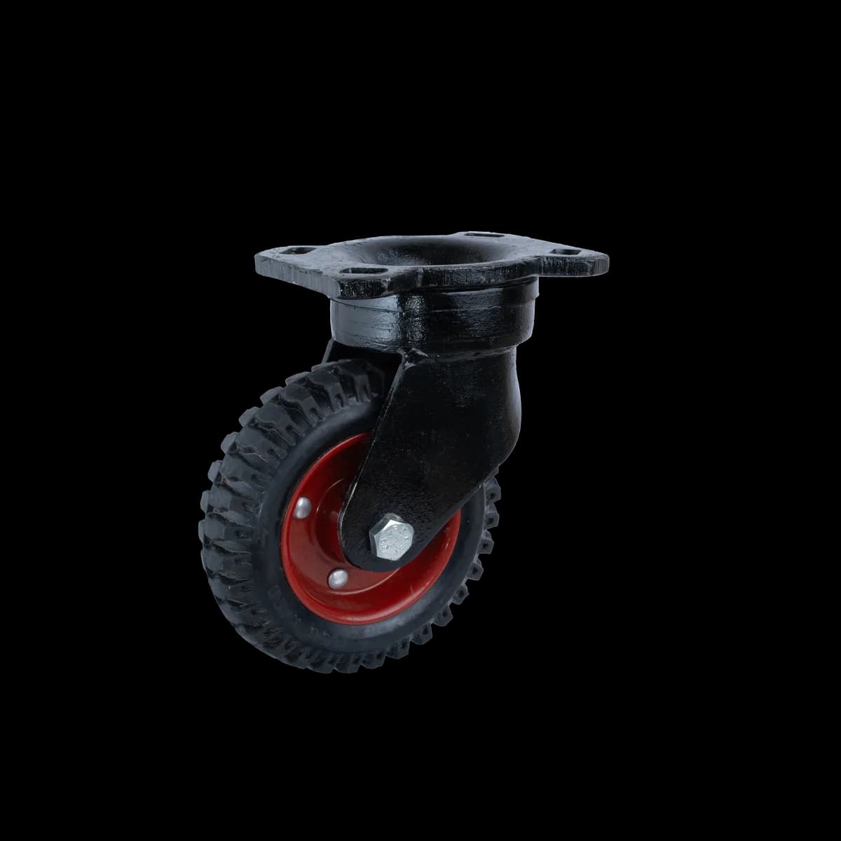 Solid Rubber Wheel with Heavy Duty Forged Steel Castor, Swivel, 160Kgs