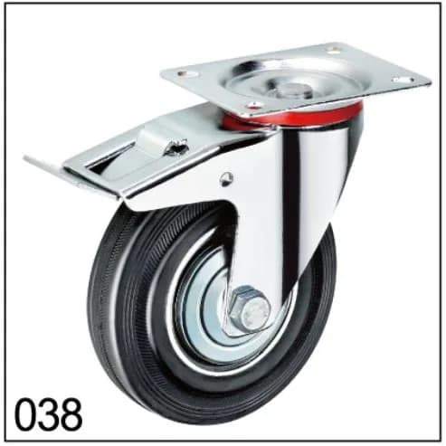 Industrial Rubber Wheel with Pressed Steel Castor Natural Rubber castor wheel, 70kgs capacity