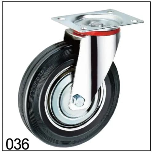 Industrial Rubber Wheel with Pressed Steel Castor Natural Rubber castor wheel, 220kgs capacity