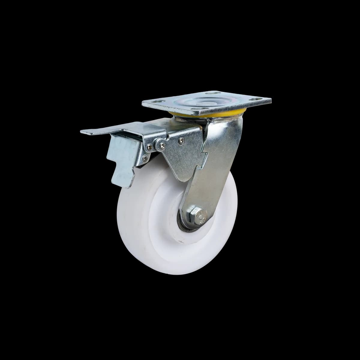 Polypropylene I-Type Wheel with MS Fabricated Castor, Brake, 300Kgs