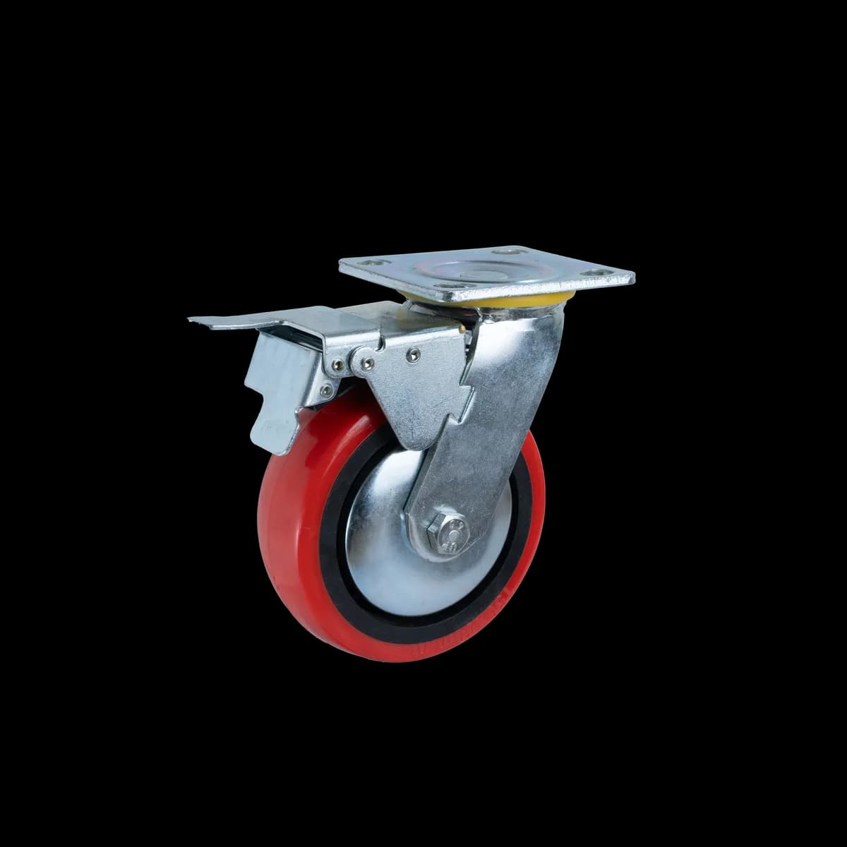 PU Wheel with MS Fabricated Castor, Brake, 230Kgs