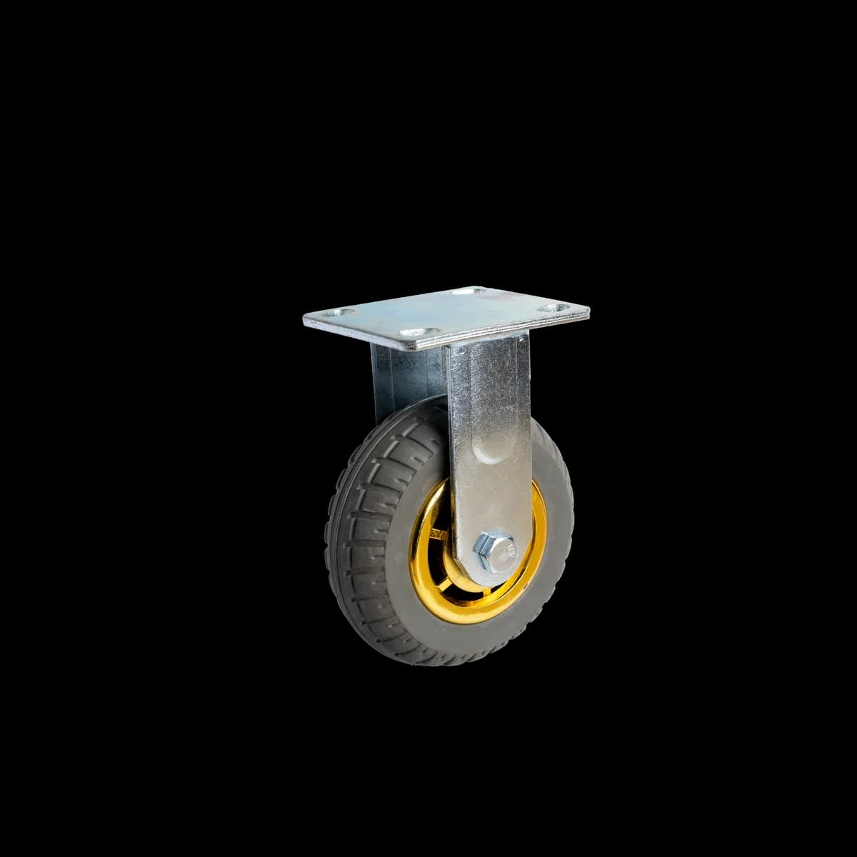 Elastic Rubber Wheel with Mild Steel Fabricated Castor, Fixed, 230Kgs