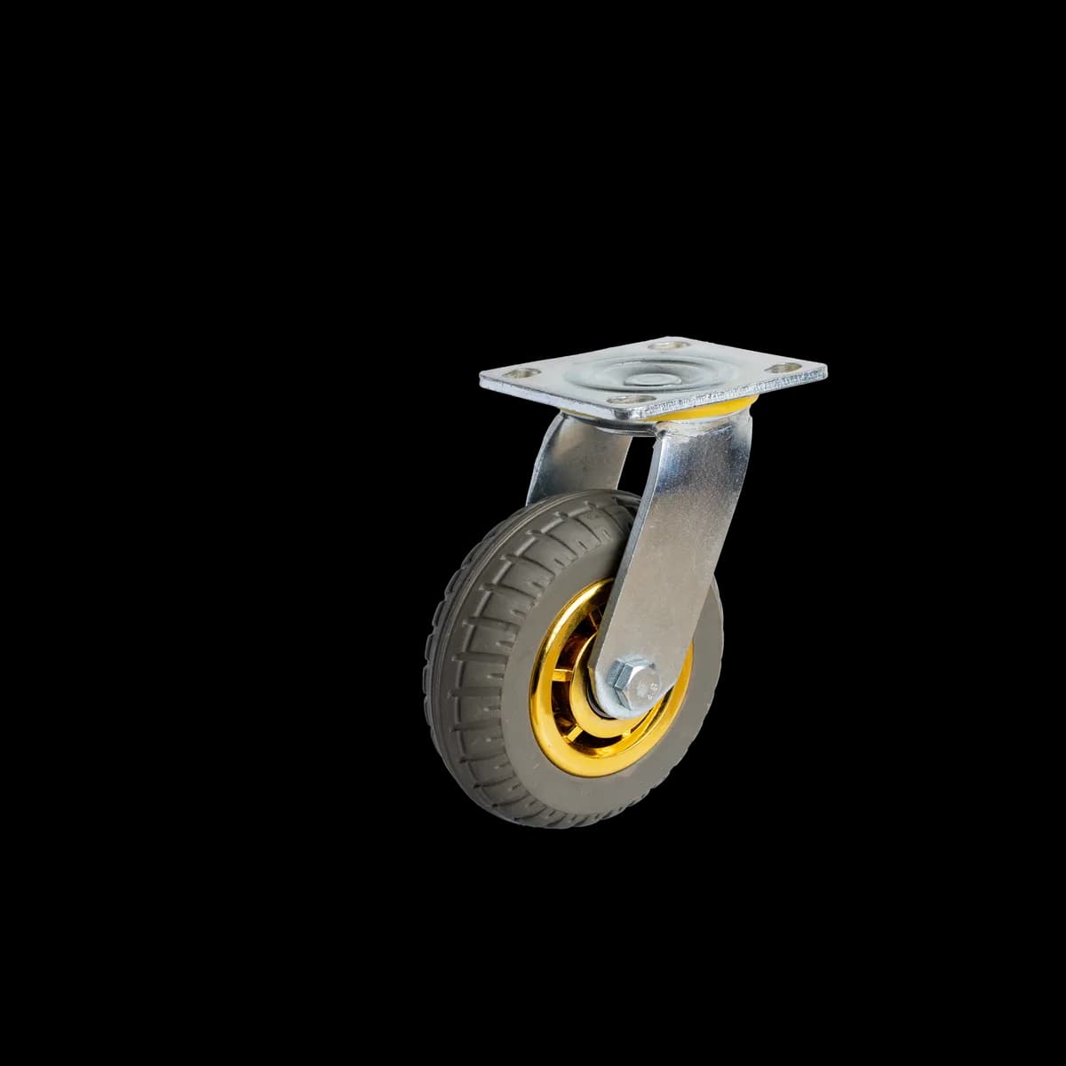 Elastic Rubber Wheel with MS Fabricated Castor, Swivel, 250kgs