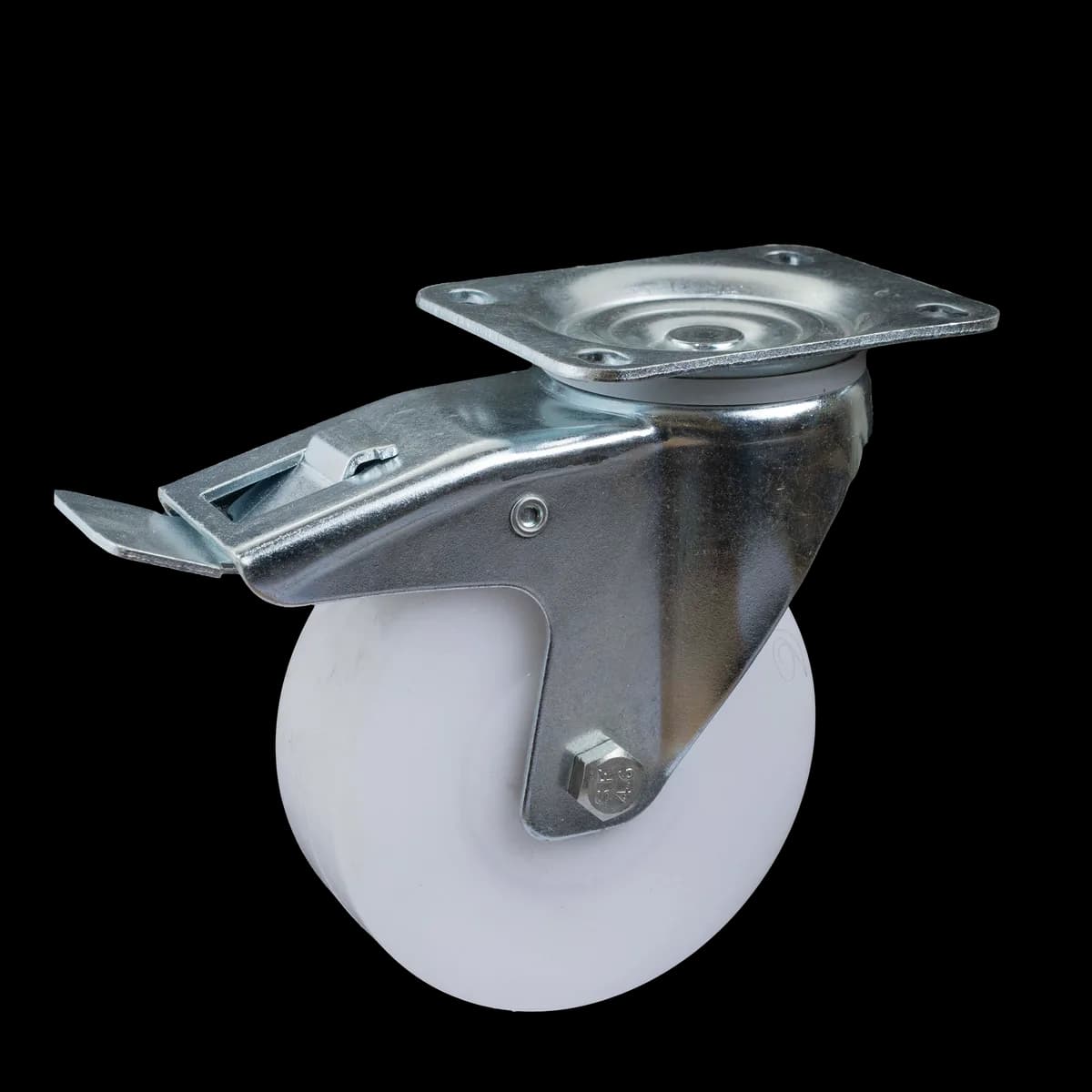 Polypropylene Solid Wheel with Pressed Mild Steel Castor, Brake, 230Kgs