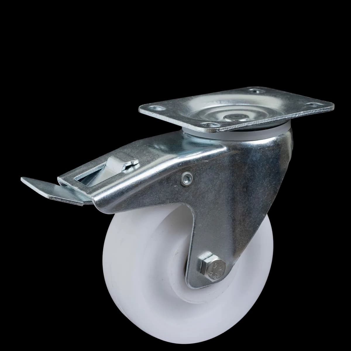 Polypropylene I-Type Wheel with Pressed Mild Steel Castor, Brake, 300Kgs
