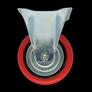 PU castor wheel fixed with pressed steel bracket for industrial trolleys