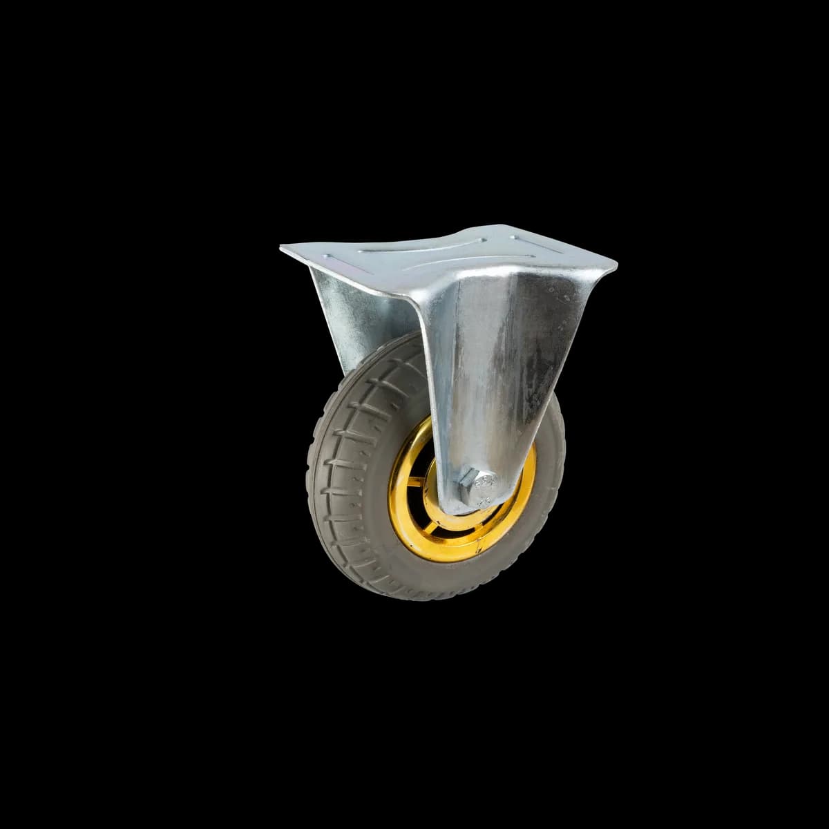 Elastic Rubber Wheel with Pressed Mild Steel Castor, Fixed, 250Kgs