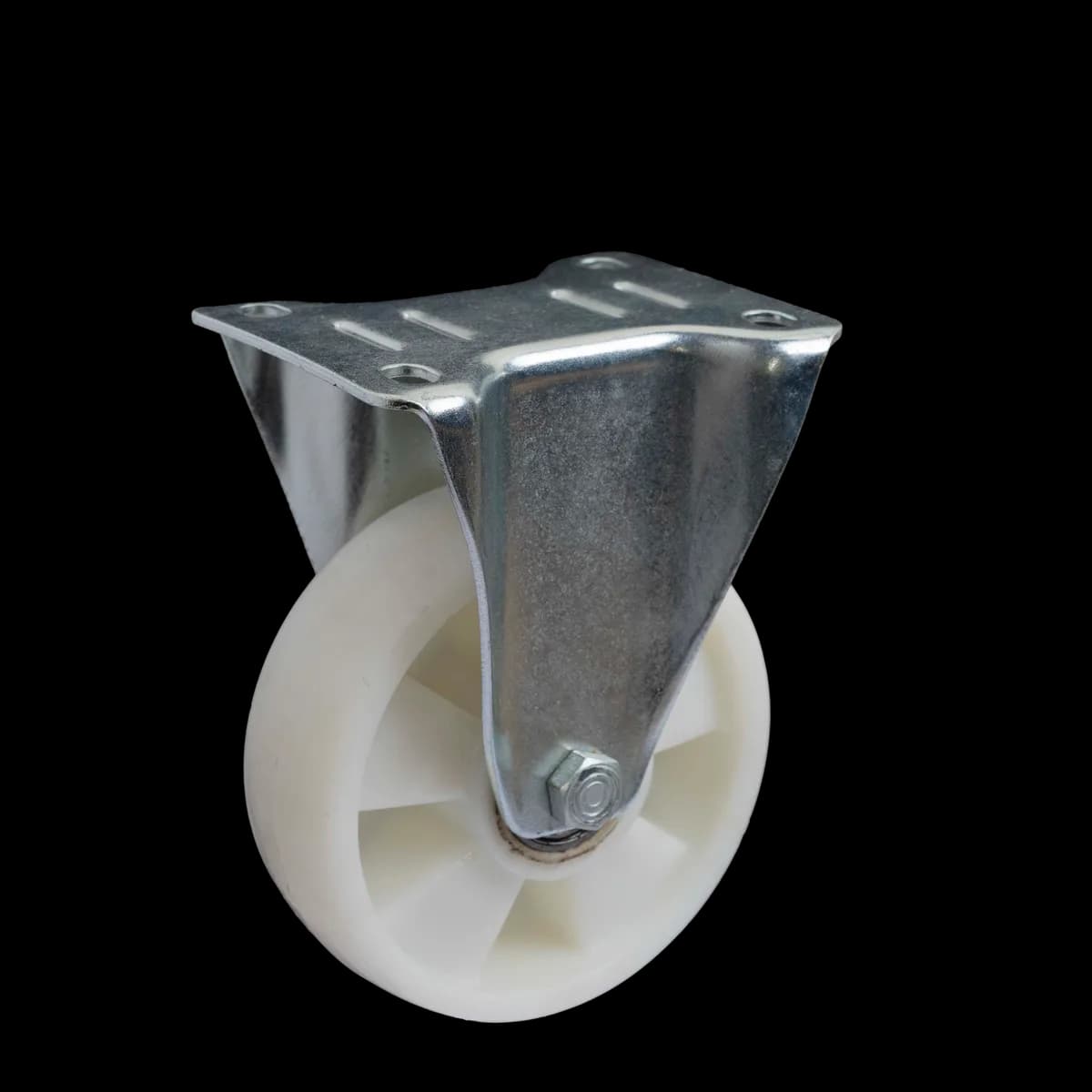Nylon Wheel with Pressed Mild Steel Castor, Fixed, 400Kgs