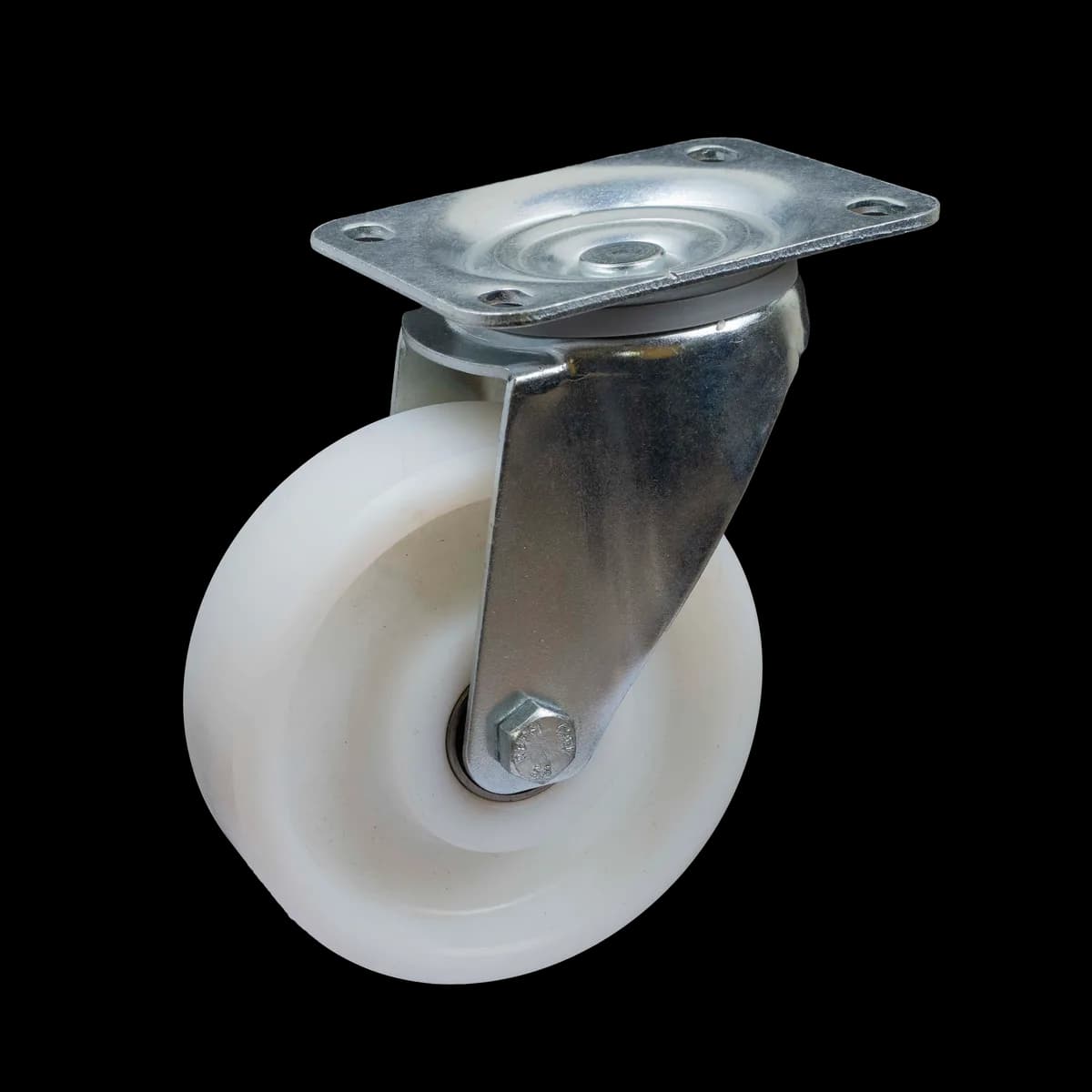 UHMW Polymer I-Type Wheel with Pressed Mild Steel Castor, Swivel, 300Kgs