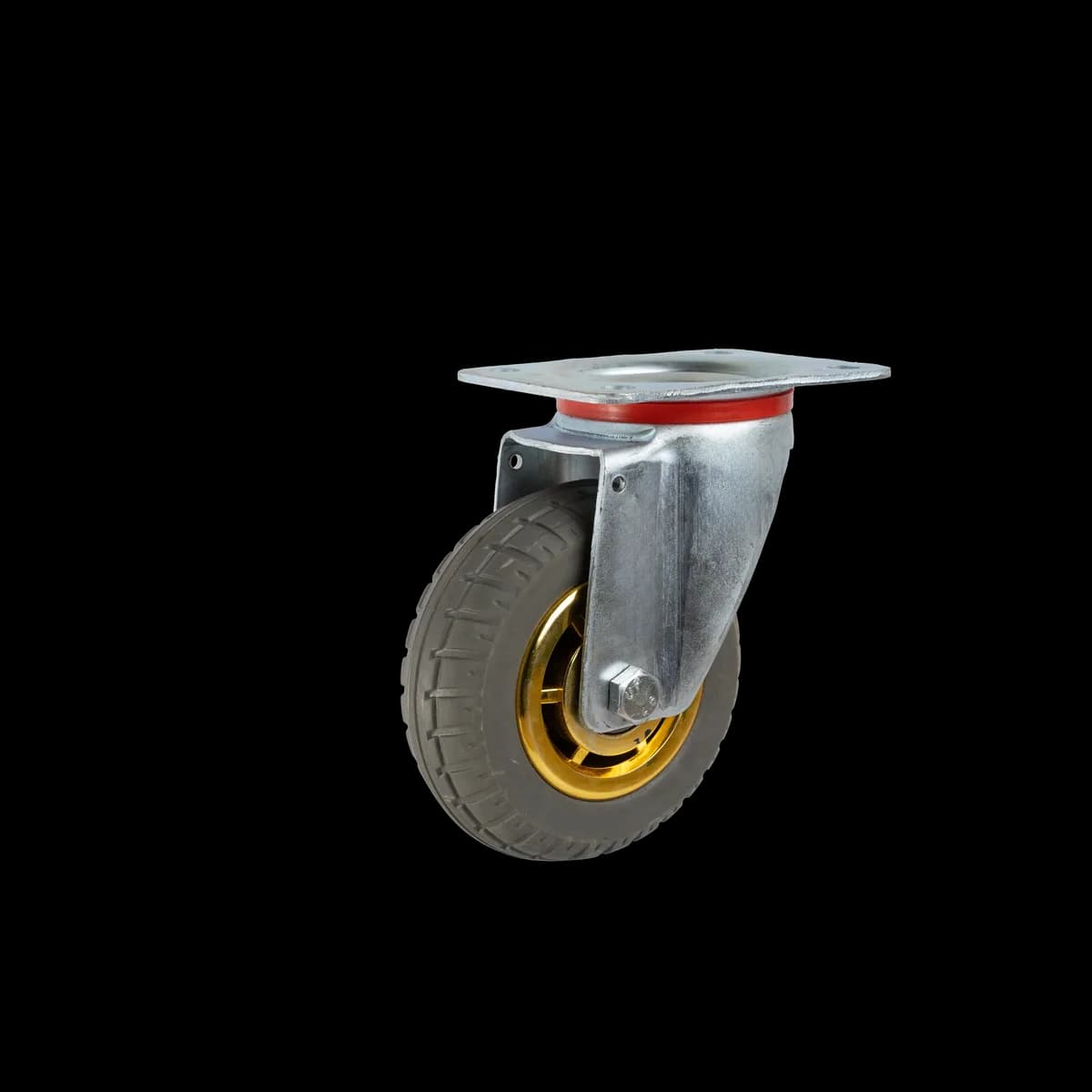 Elastic Rubber Wheel with Pressed Mild Steel Castor, Swivel, 250Kgs