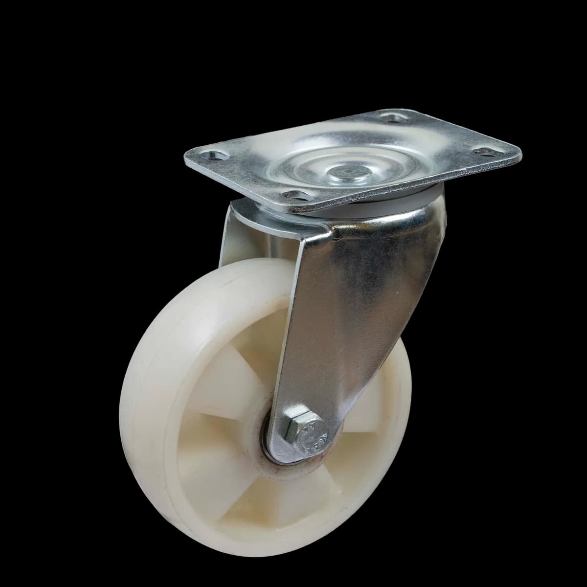 Nylon Wheel with Pressed Mild Steel Castor, Swivel, 400Kgs