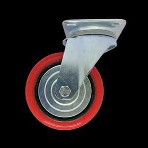 PU castor wheel swivel with pressed steel bracket for industrial trolleys