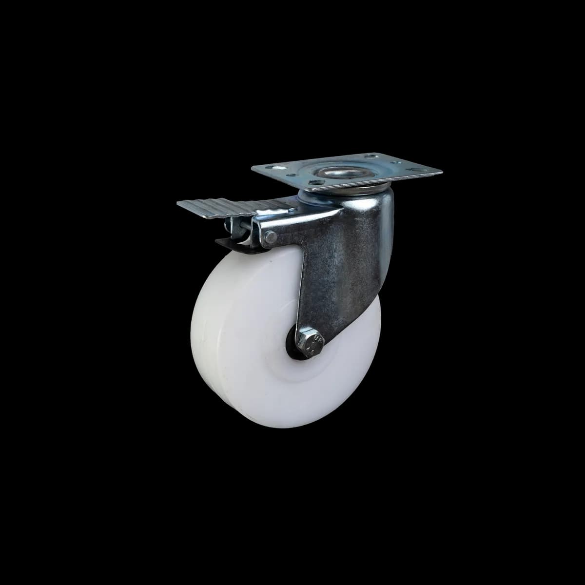 Polypropylene Solid Wheel with Pressed Mild Steel Castor, Brake, 130Kgs