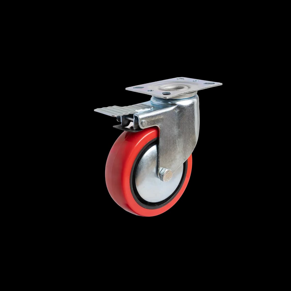 Orange PU Light Duty Castor wheel, Brake, 130Kgs