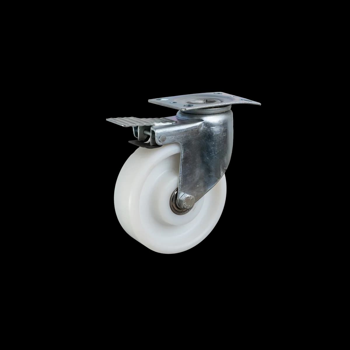 UHMW Polymer I-Type Wheel with Pressed Mild Steel I-Let Type Castor, Brake, 180Kgs