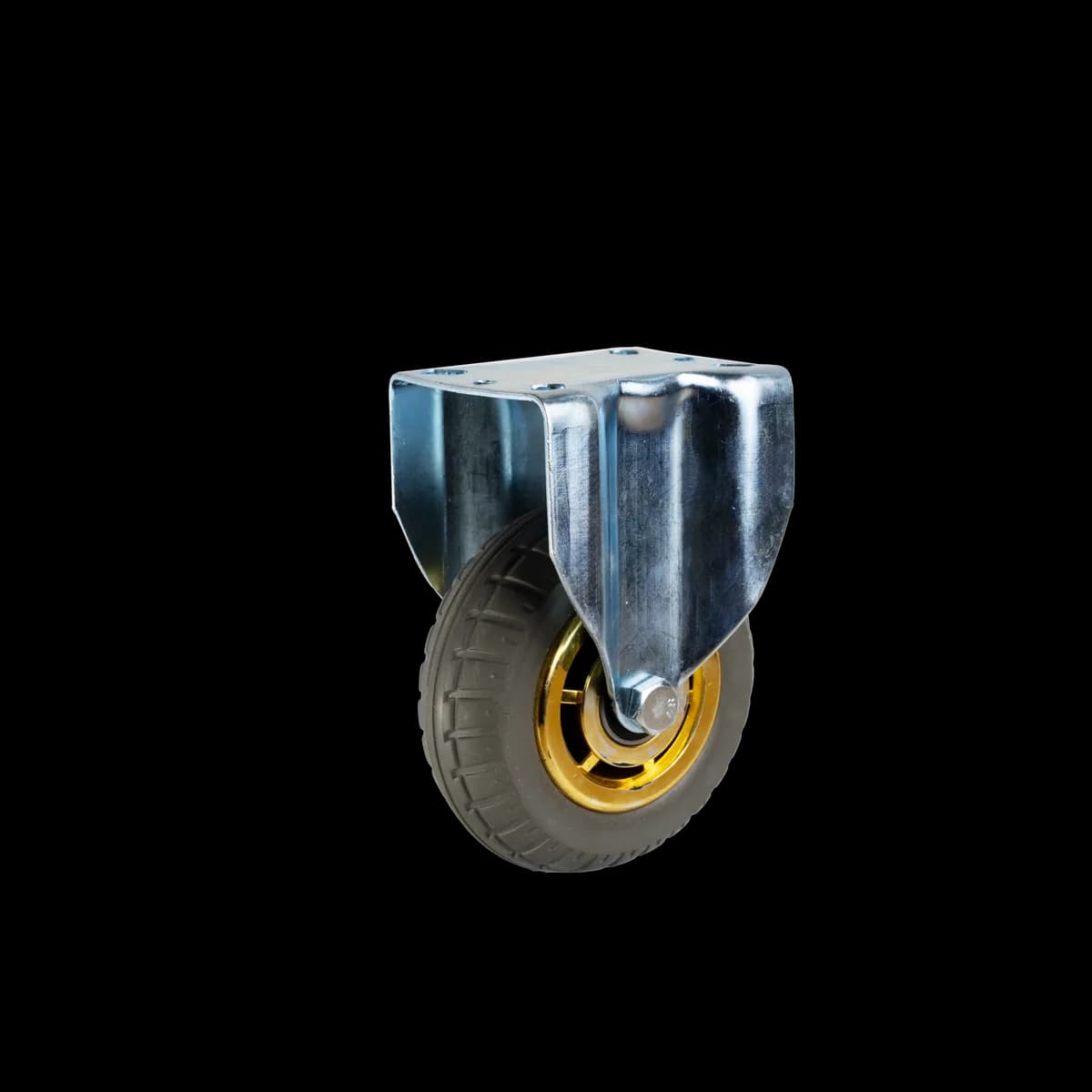 Elastic Rubber Wheel with Pressed Mild Steel I-Let Type Castor, Fixed, 130Kgs