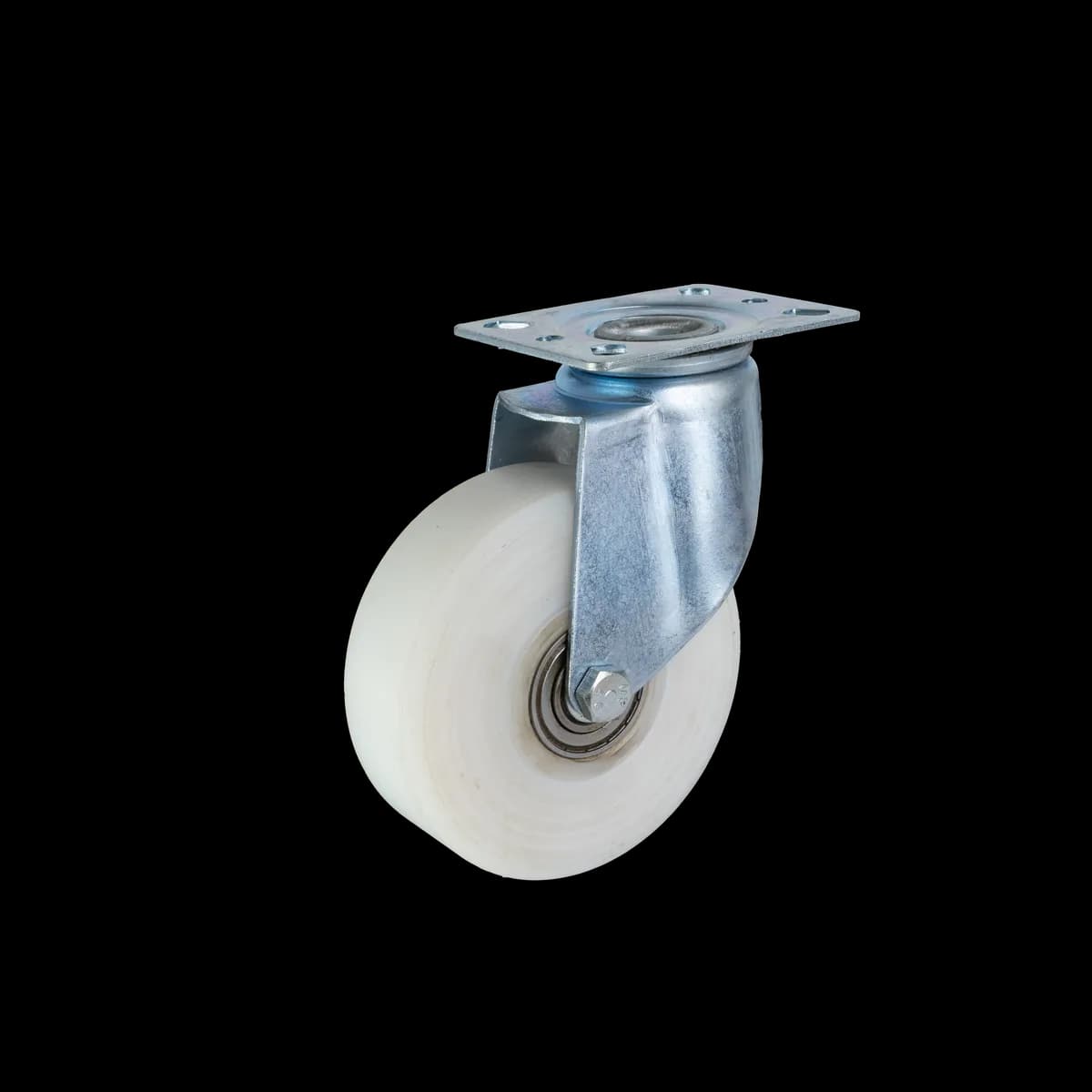 UHMW Polymer Solid Wheel with Pressed Mild Steel I-Let Type Castor, Swivel, 150Kgs