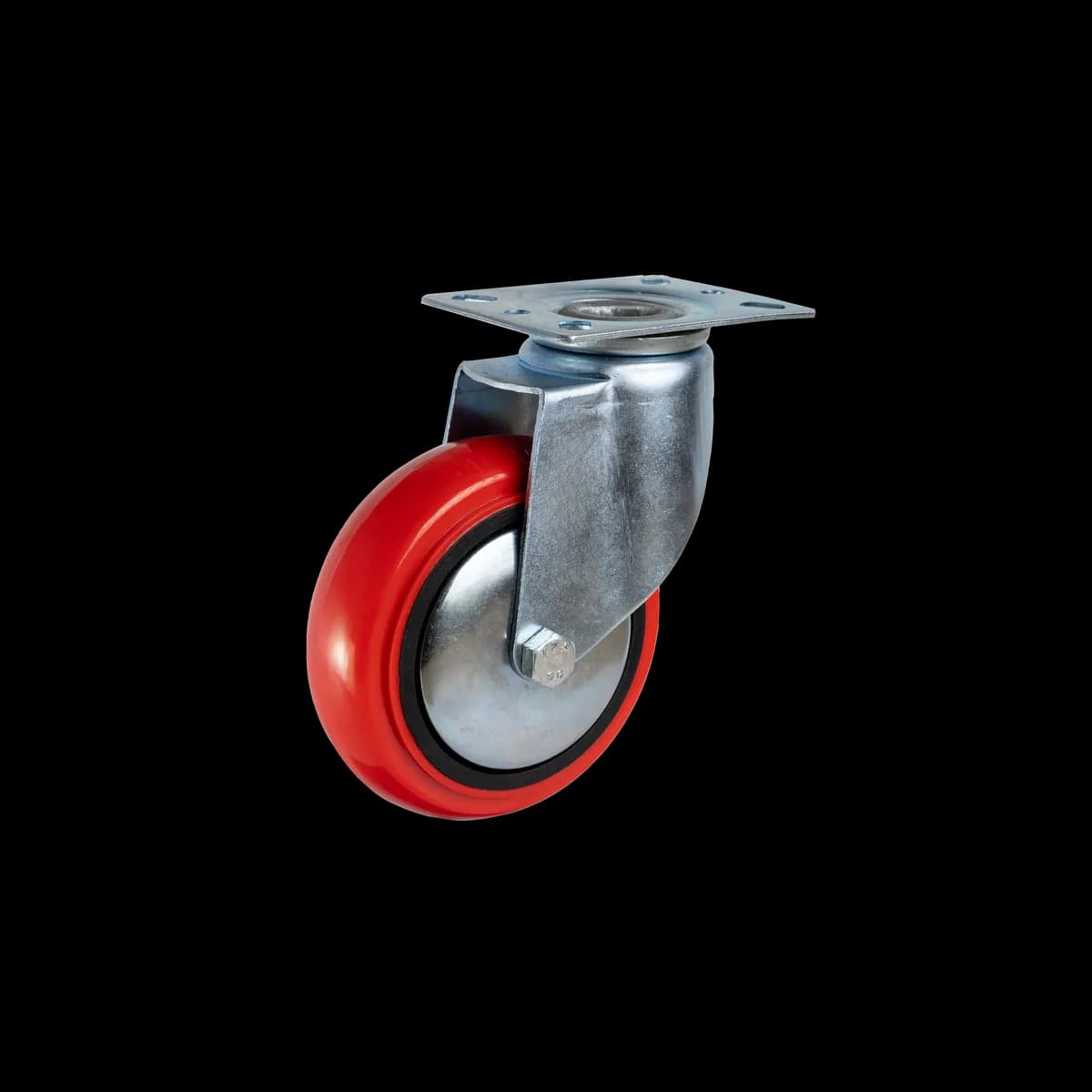 PU Tapered Wheel with Pressed Mild Steel Castor, Swivel, 150Kgs