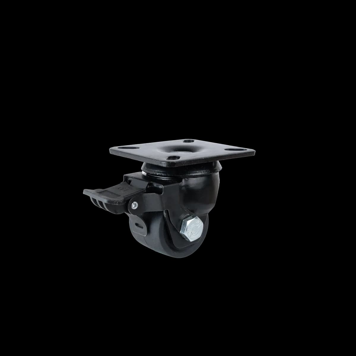 Black Nylon Wheel with Pressed Steel Castor, Brake, 300Kgs