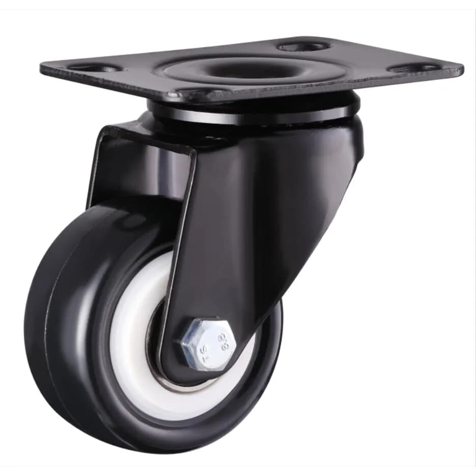 Black Polyvinyl Chloride (PVC) Castor Wheel Polyvinyl Chloride (PVC) castor wheel, 30Kgs capacity, alternate view