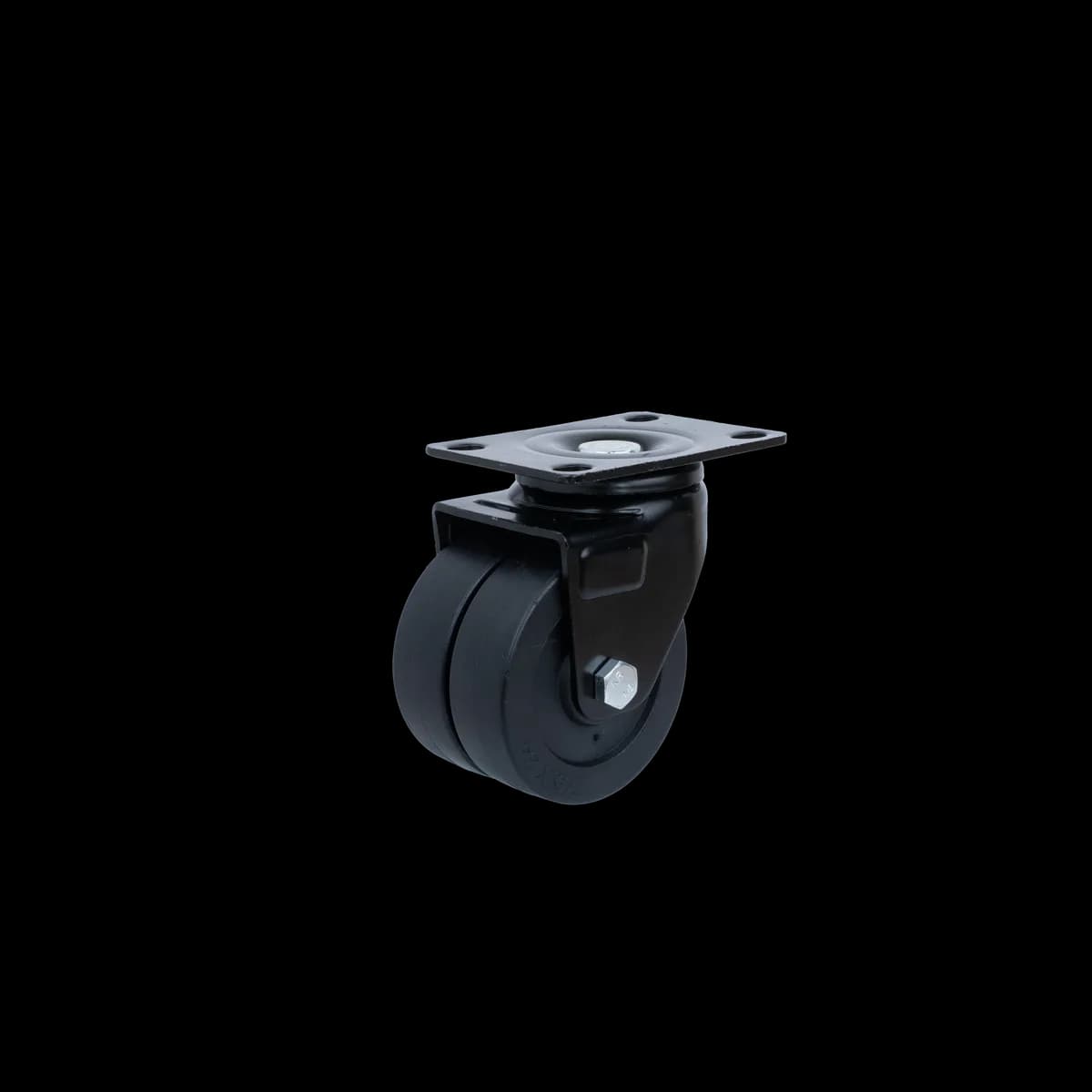 Black Nylon Wheel with Pressed Steel Castor, Swivel, 250Kgs