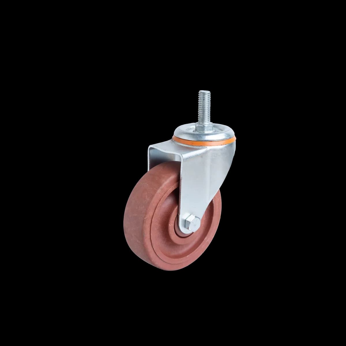 Glass Filled Nylon Wheel with Zinc Plated Pressed Mild Steel Castor, Bolt Swivel, 100Kgs