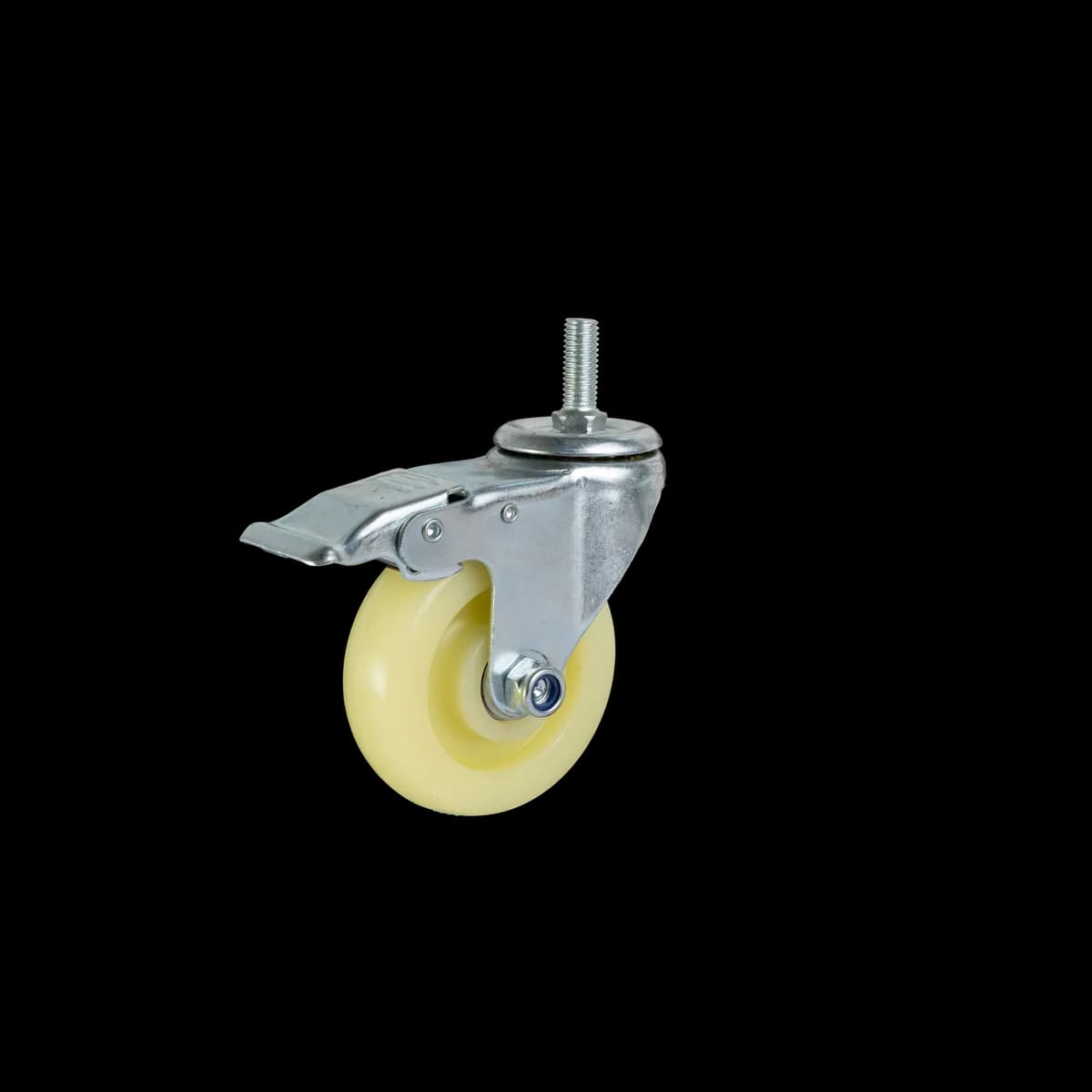Polypropylene Wheel with Pressed Mild Steel Castor, Bolt Brake, 130Kgs