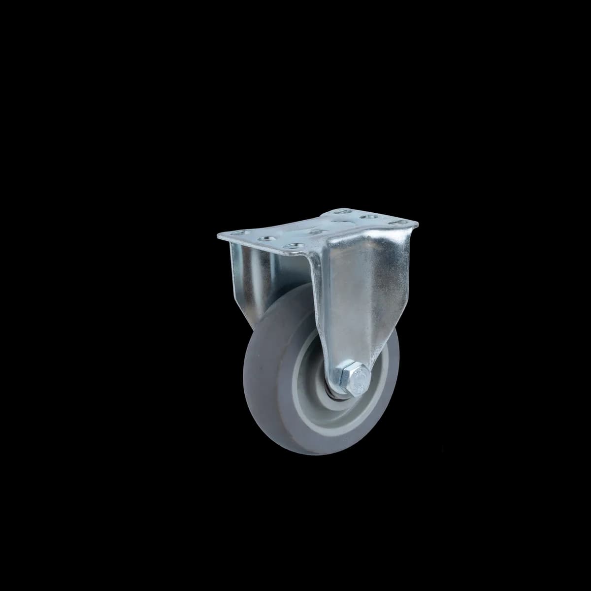 Thermoplastic Rubber Wheel with Zinc Plated Pressed Mild Steel Castor, Fixed, 100Kgs