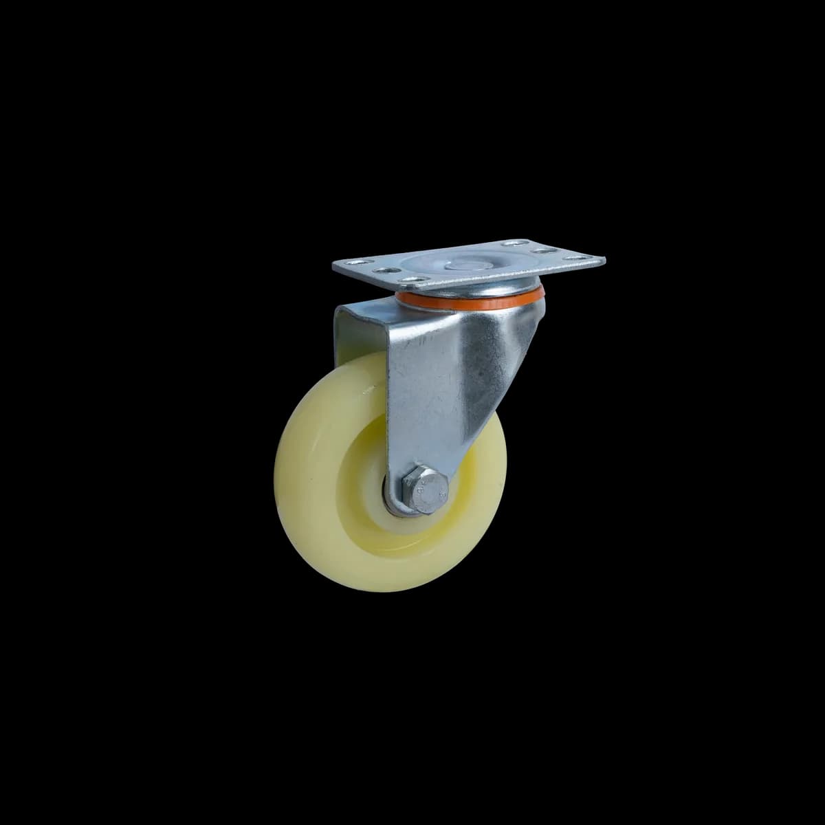 PP castor wheel swivel with pressed steel bracket for industrial trolleys