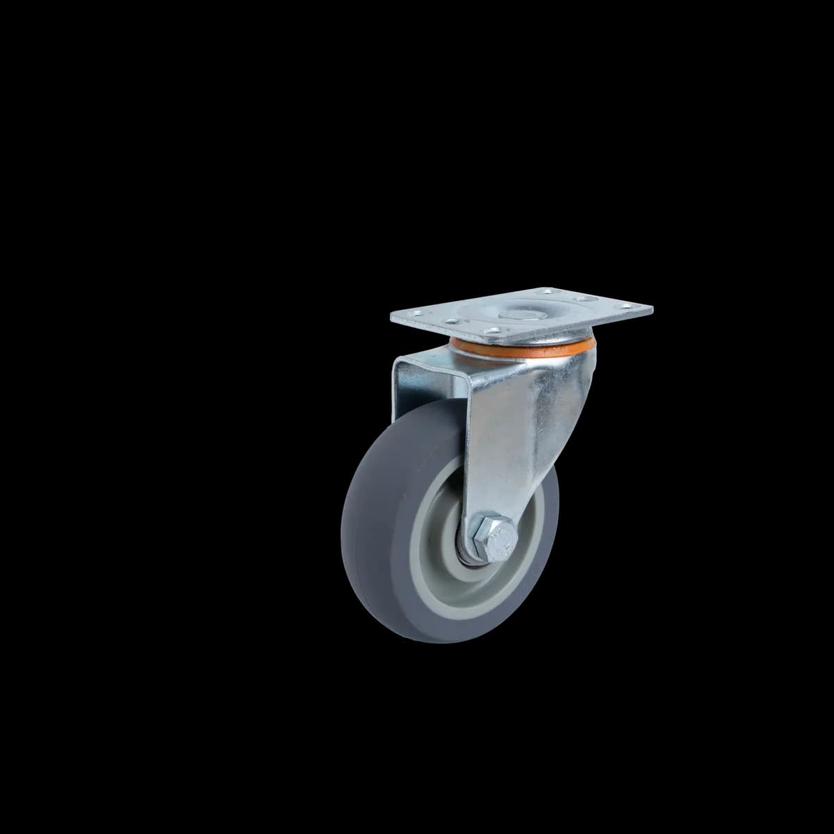 TPR castor wheel swivel with pressed steel bracket for industrial trolleys