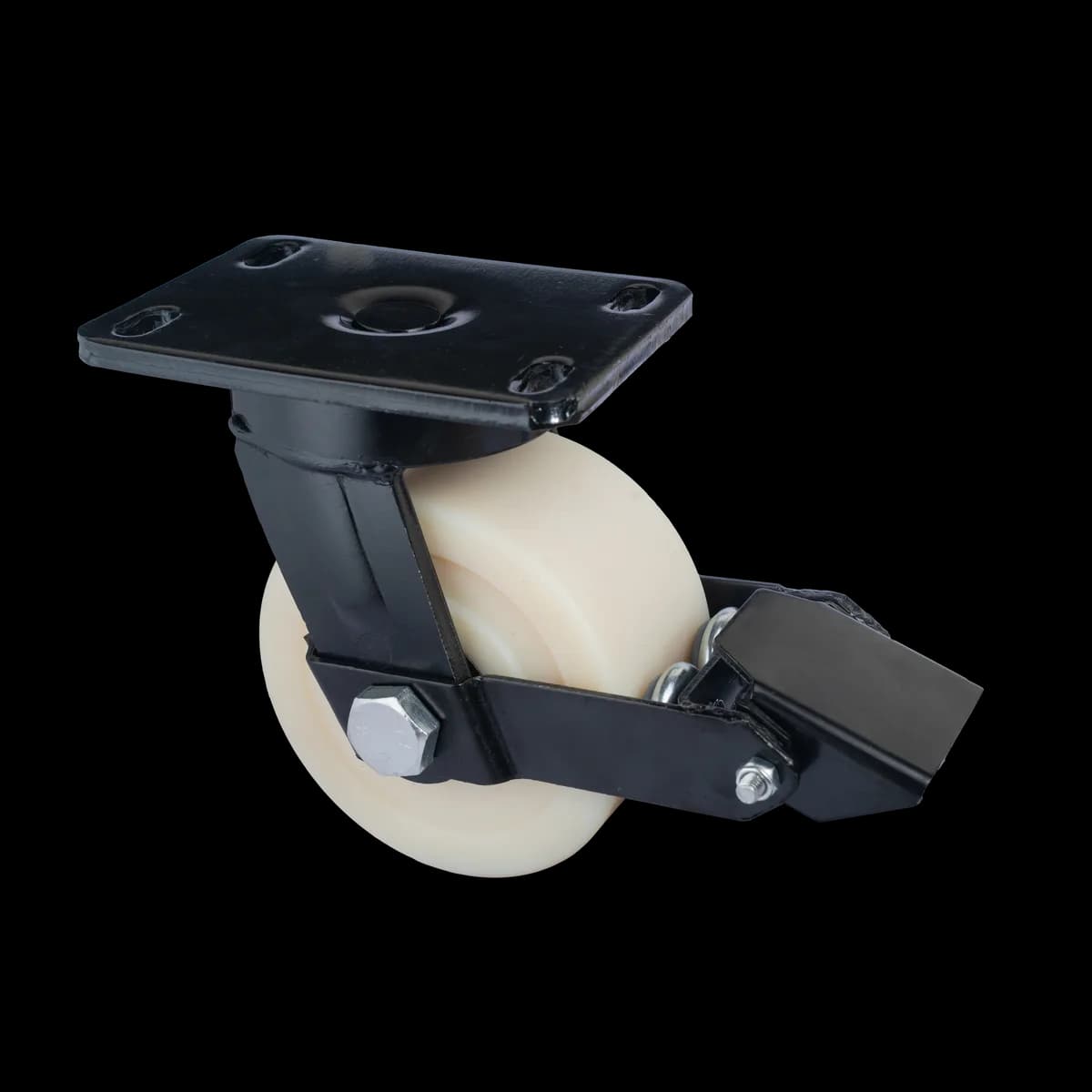 Cast Nylon Wheel with Extra Heavy Duty Castor, Brake, 2000Kgs