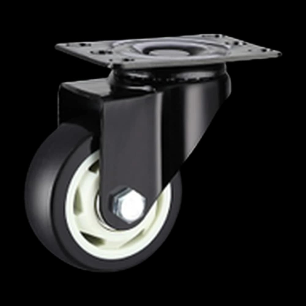 Black Polyurethane Wheel with Pressed Steel Castor, Swivel, 100Kgs