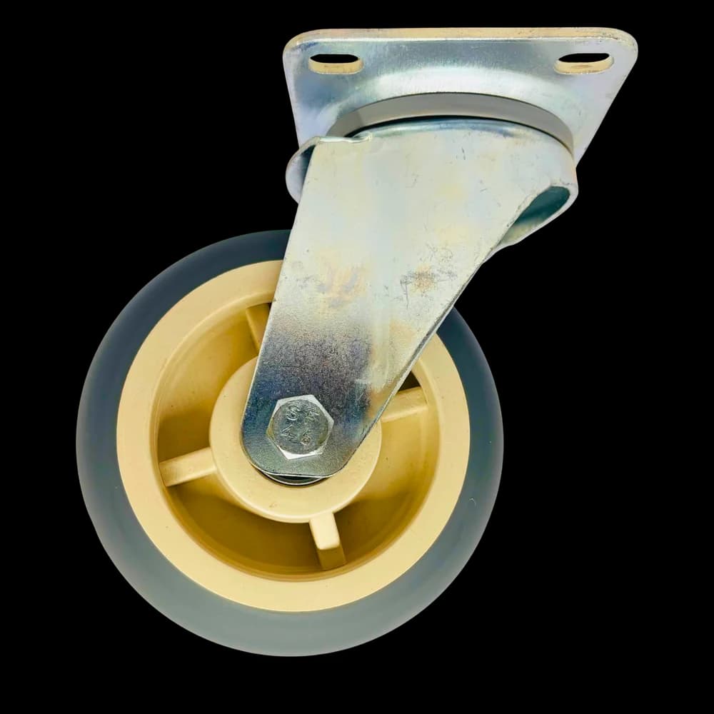 TPR castor wheel swivel with pressed steel bracket, 300Kgs