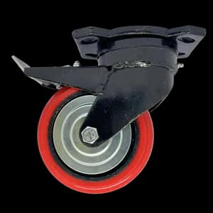 PU castor wheel and brake for industrial trolleys