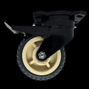 PVC castor wheel and brake for industrial trolleys