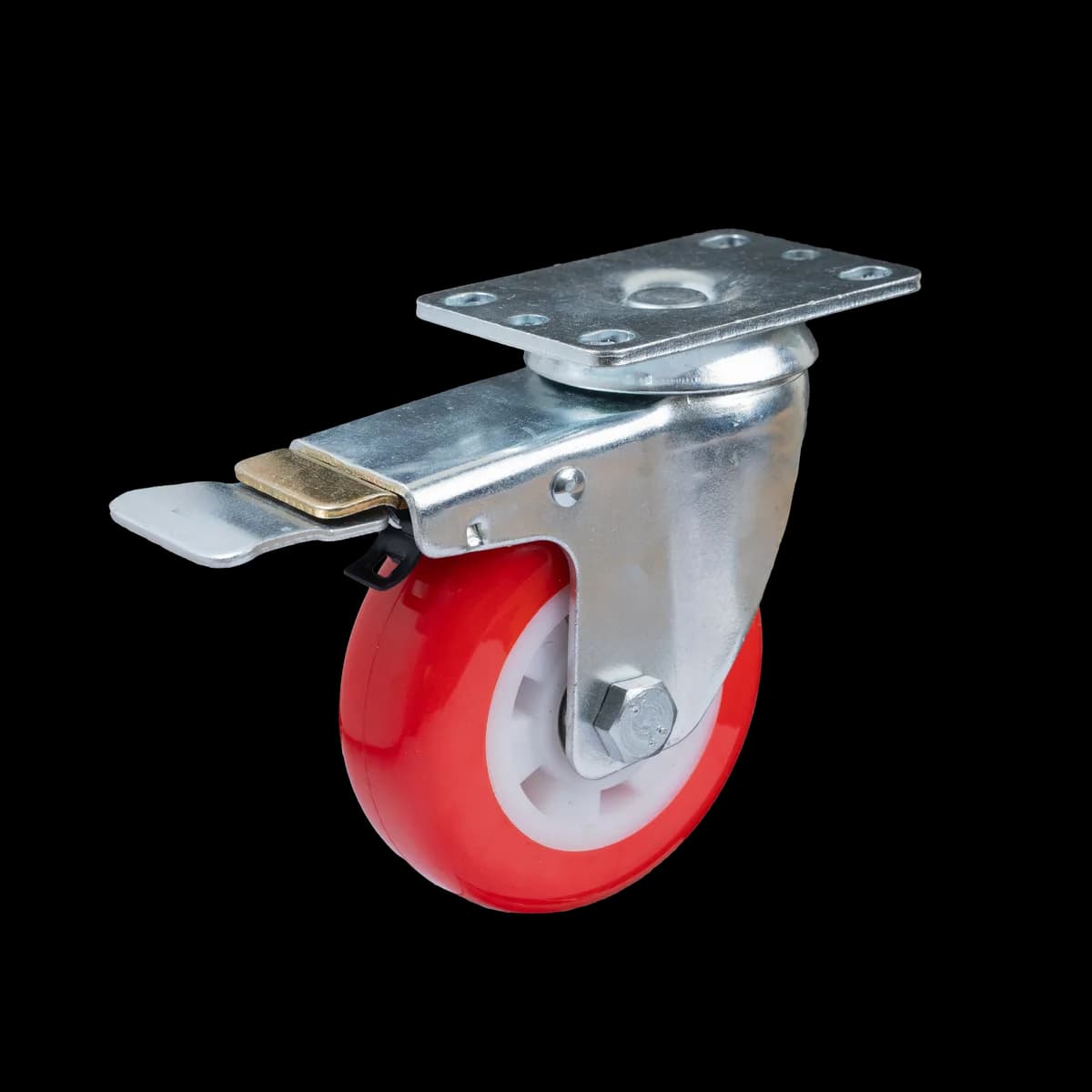 polyurethane castor wheel with plate mount for industrial trolleys