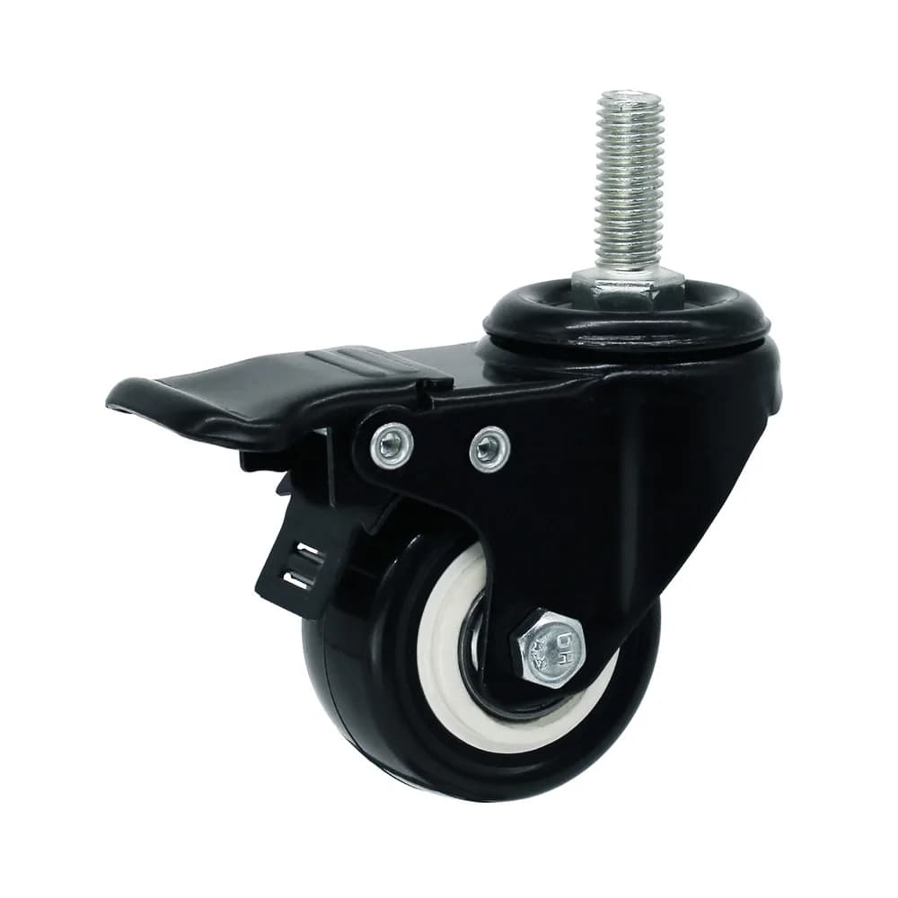 PVC castor wheel with pressed steel bracket for industrial trolleys