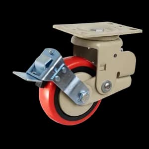 PU castor wheel and brake for industrial trolleys